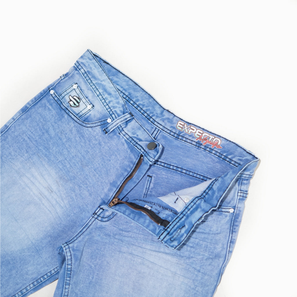 Expecto by VELOCUST - Celana Pendek Jeans Wringkle Snow Spray