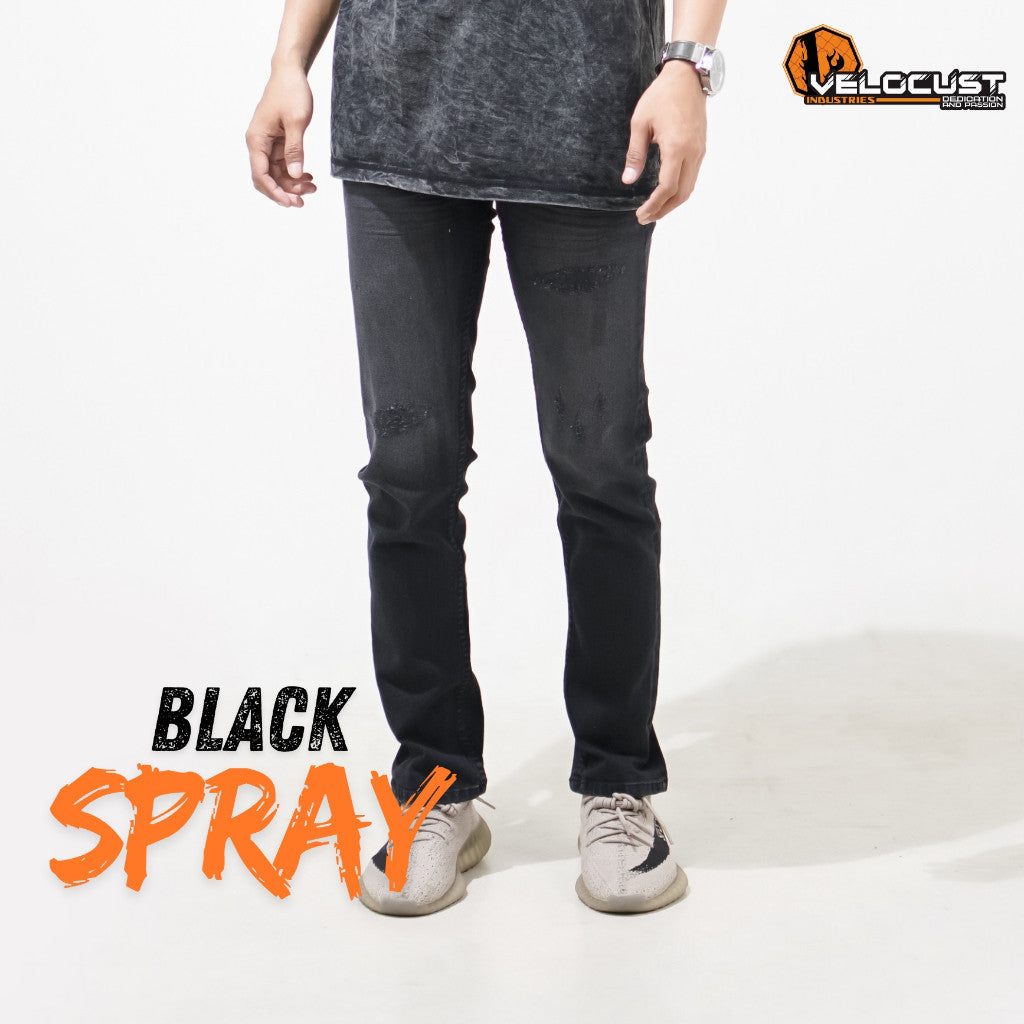 VELOCUST - Celana Jeans Slimfit Sobek Laser Black Series