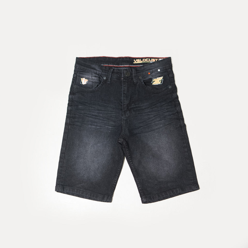 VELOCUST - FLEXUM Celana Pendek Jeans Slimfit Wringkle Black Series