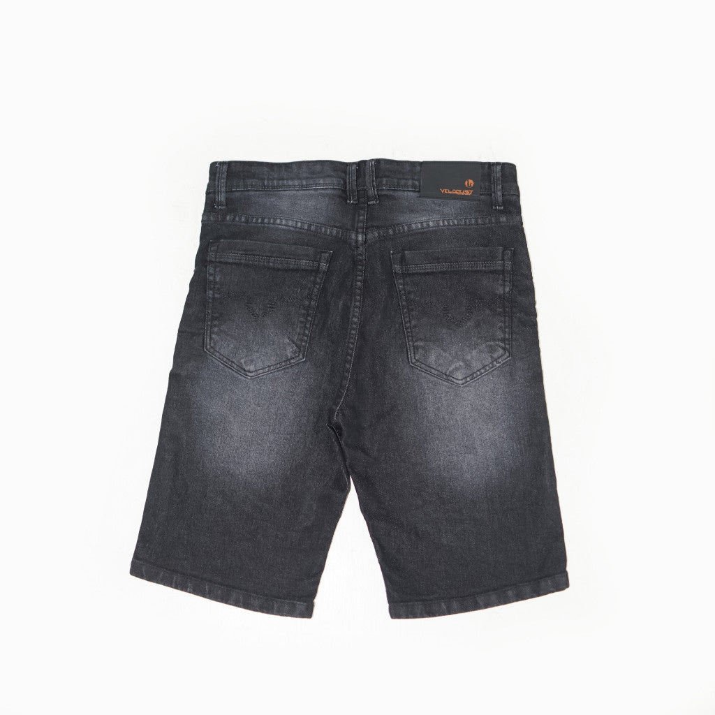 VELOCUST - FLEXUM Celana Pendek Jeans Slimfit Wringkle Black Series