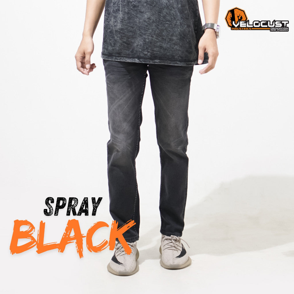 VELOCUST - Celana Jeans Selvedge Slimfit Wringkle Black Series
