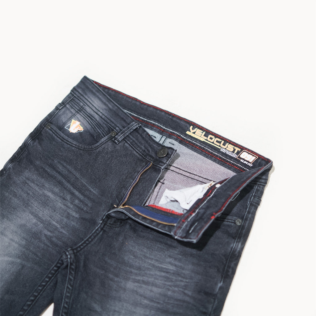 VELOCUST - Celana Jeans Selvedge Slimfit Wringkle Black Series