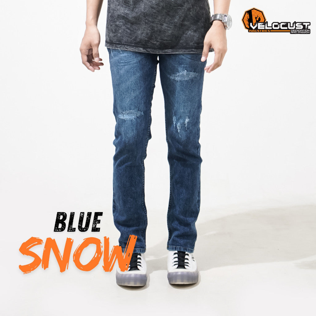 VELOCUST - Celana Jeans Slimfit Sobek Laser Blue Series
