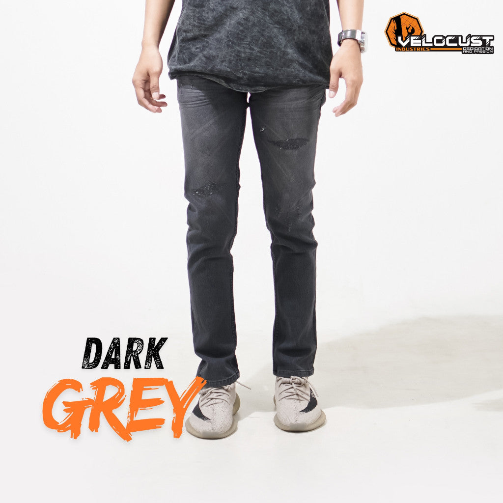 VELOCUST - Celana Jeans Slimfit Sobek Laser Black Series
