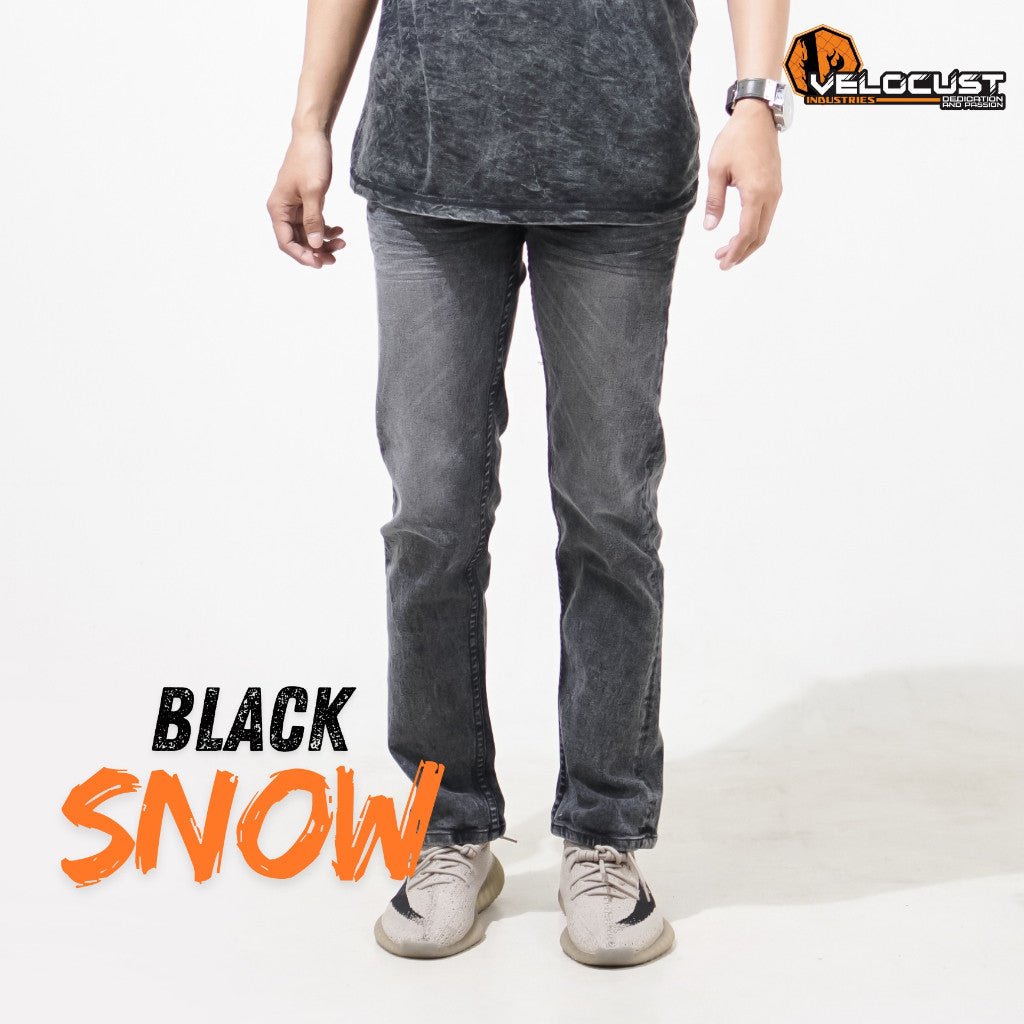 VELOCUST - Celana Jeans Selvedge Slimfit Wringkle Black Series