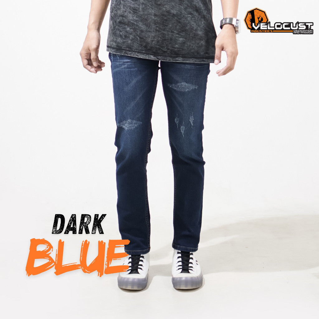 VELOCUST - Celana Jeans Slimfit Sobek Laser Blue Series
