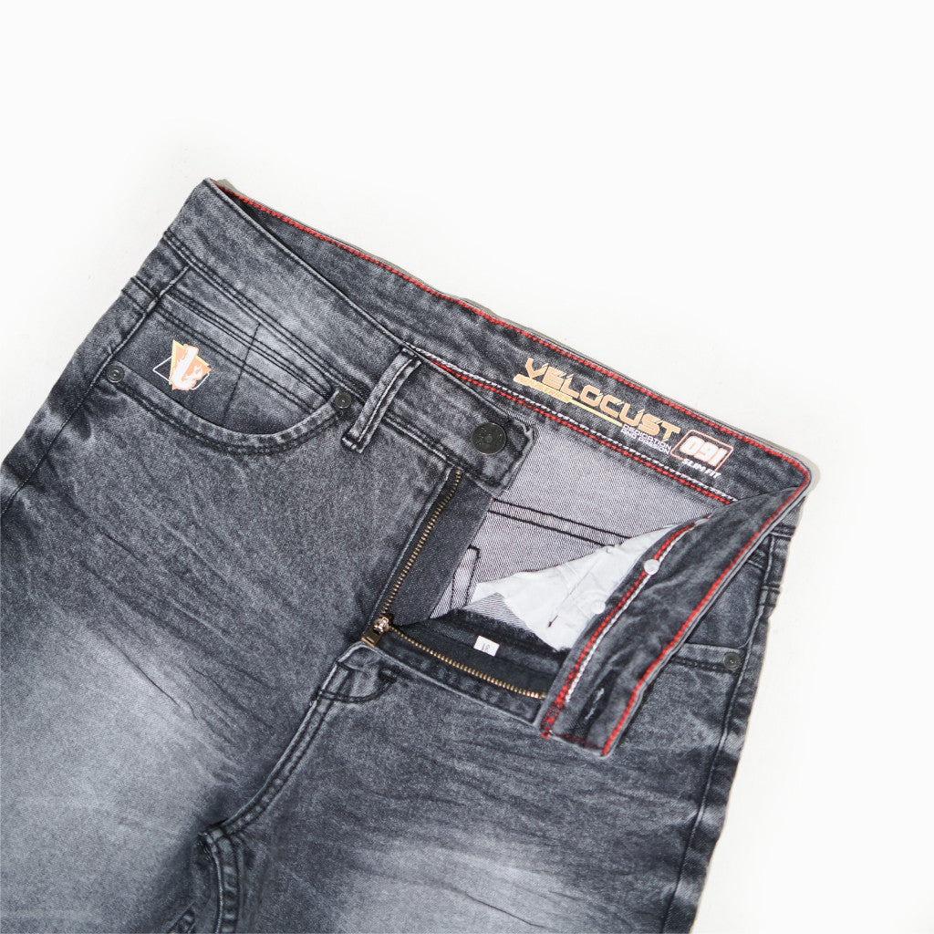 VELOCUST - FLEXUM Celana Pendek Jeans Slimfit Wringkle Black Series