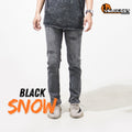 VELOCUST - Celana Jeans Slimfit Sobek Laser Black Snow Sandwash