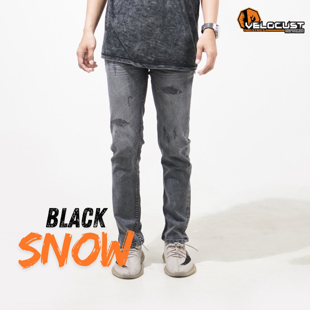 VELOCUST - Celana Jeans Slimfit Sobek Laser Black Series