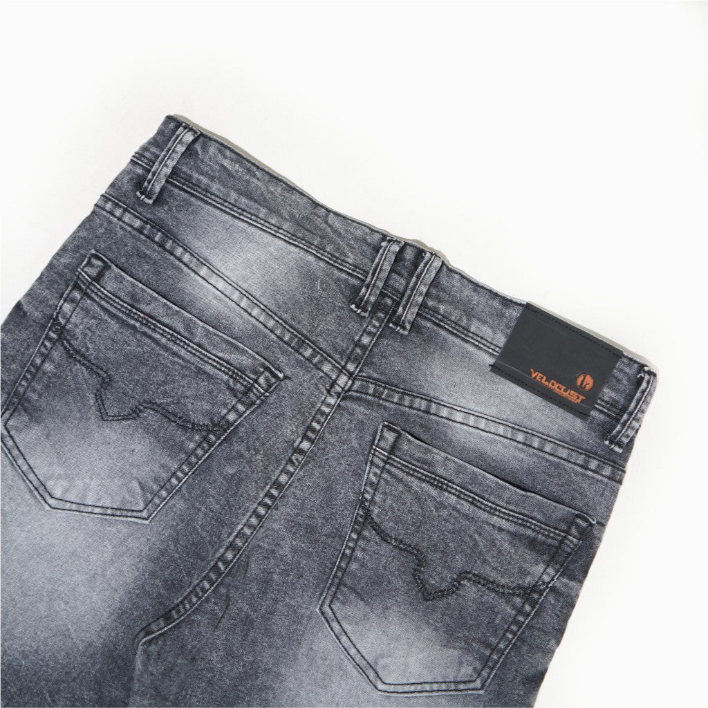 VELOCUST - FLEXUM Celana Pendek Jeans Slimfit Wringkle Black Series