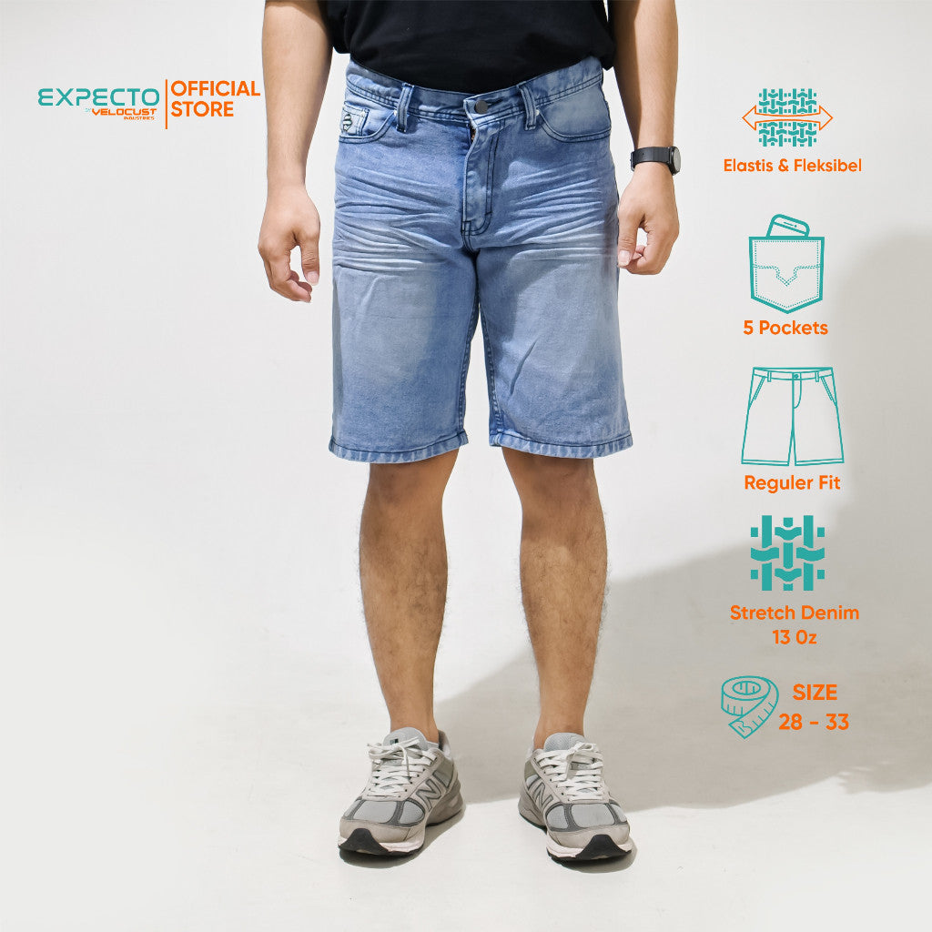 Expecto by VELOCUST - Celana Pendek Jeans Wringkle Snow Spray