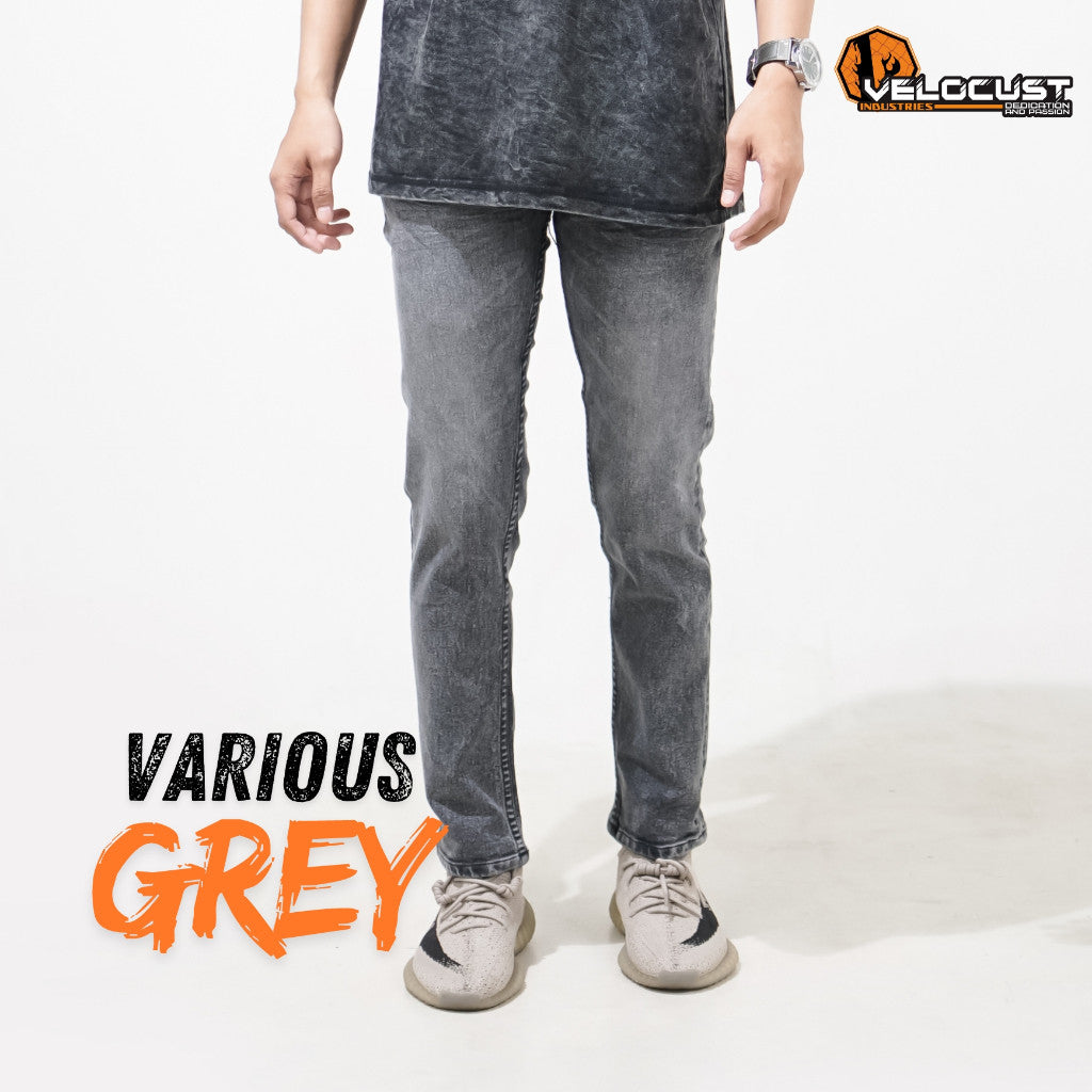 VELOCUST - Celana Jeans Selvedge Slimfit Wringkle Black Series