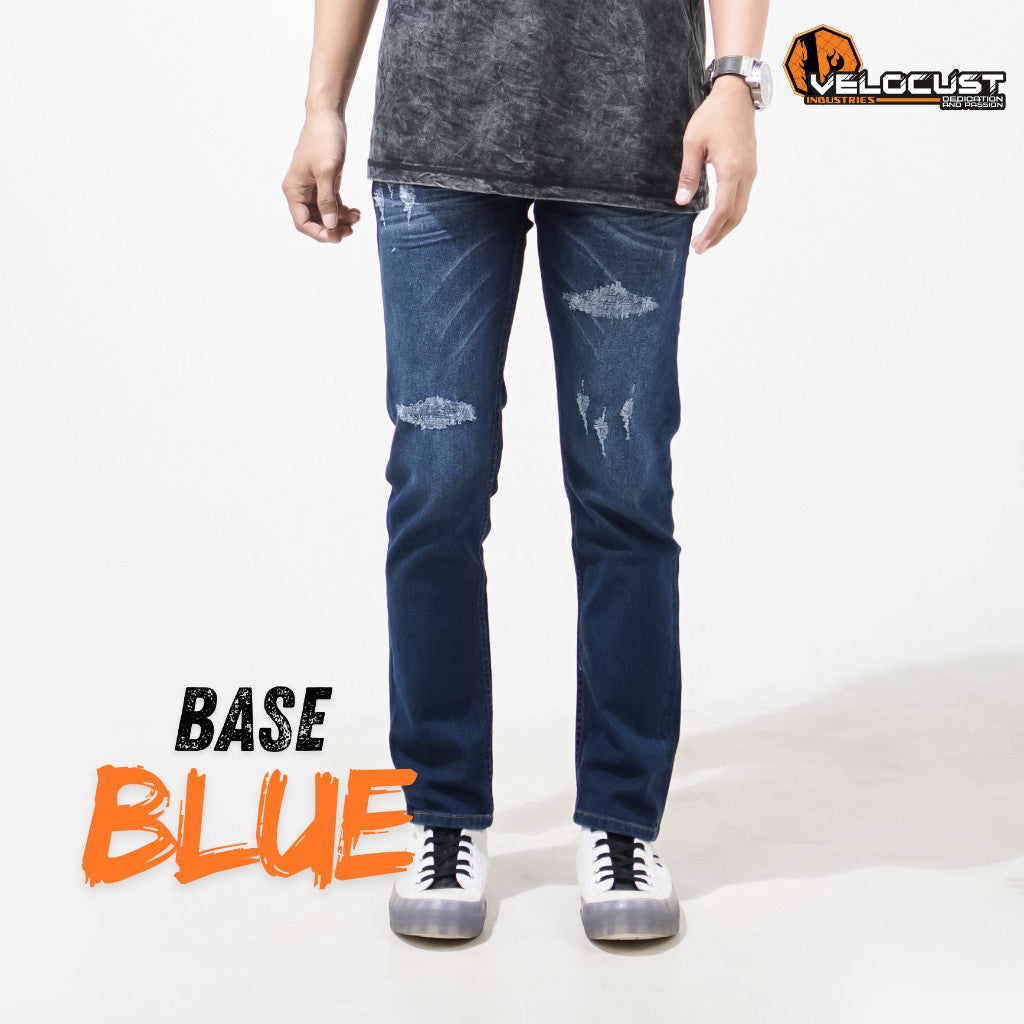 VELOCUST - Celana Jeans Slimfit Sobek Laser Blue Series