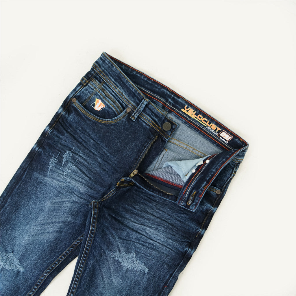 VELOCUST - Celana Jeans Slimfit Sobek Laser Blue Series
