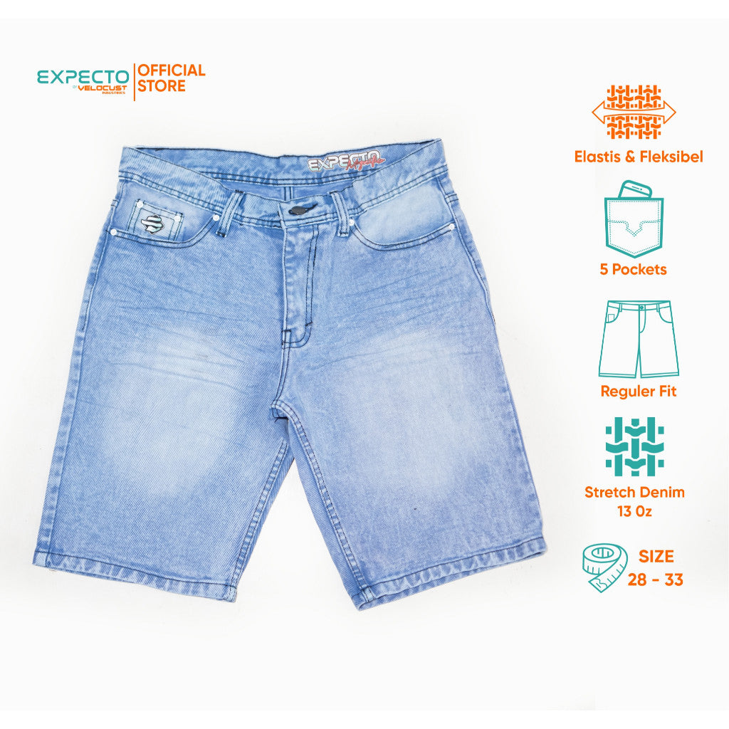 Expecto by VELOCUST - Celana Pendek Jeans Wringkle Snow Spray