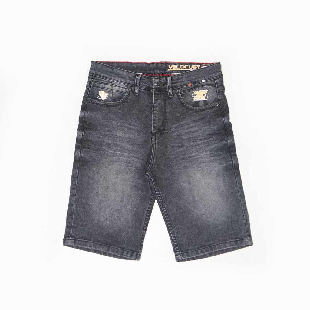 VELOCUST - FLEXUM Celana Pendek Jeans Slimfit Wringkle Black Series