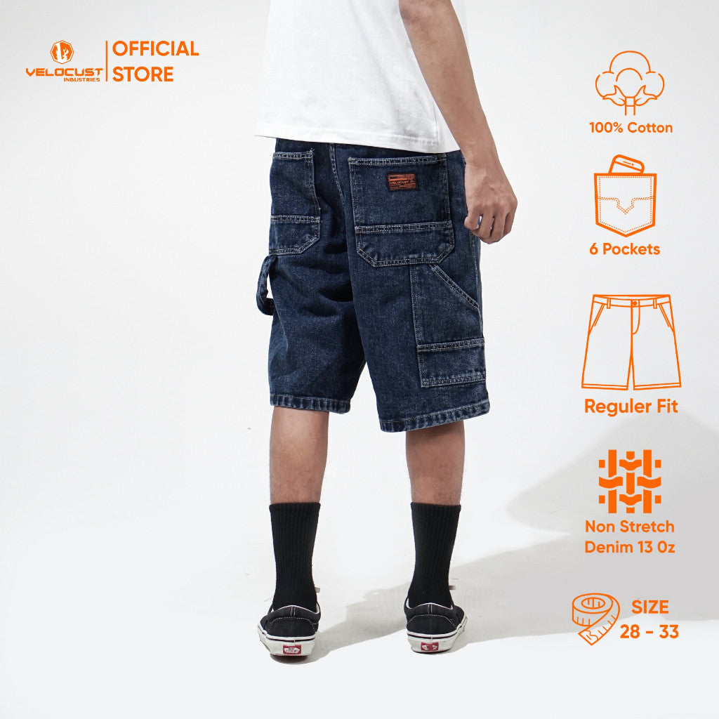 VELOCUST - MECHANOS Celana Pendek Jorts Pants Carpenter Denim Washing
