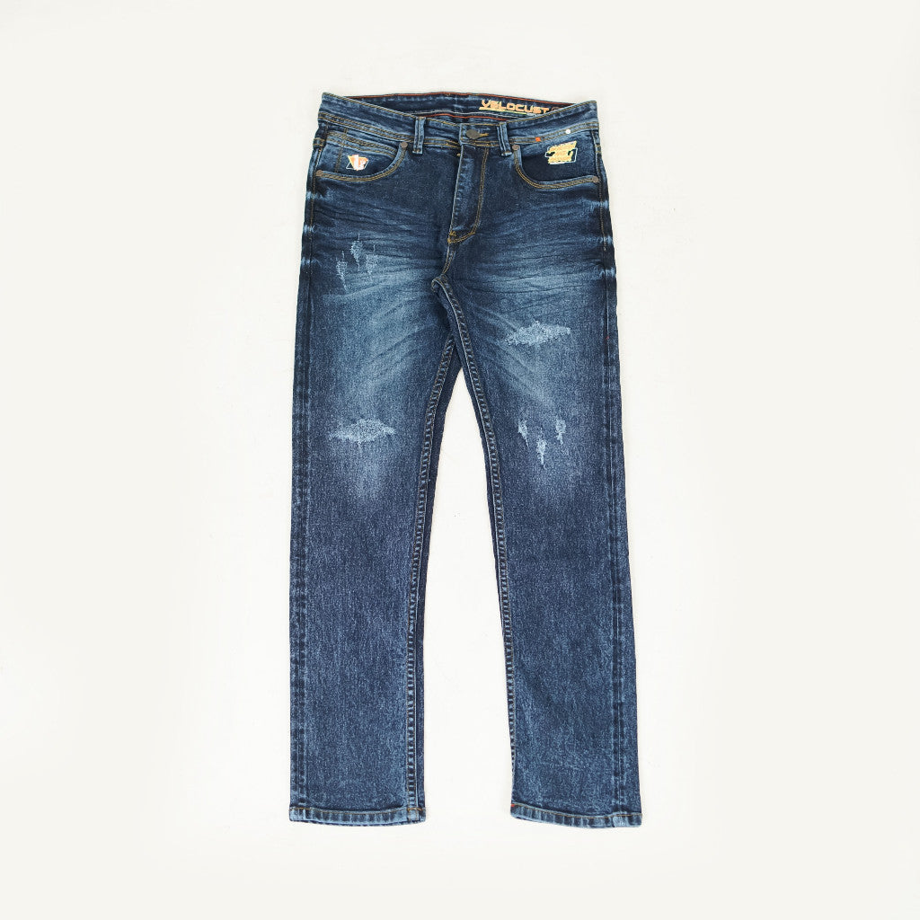 VELOCUST - Celana Jeans Slimfit Sobek Laser Blue Series