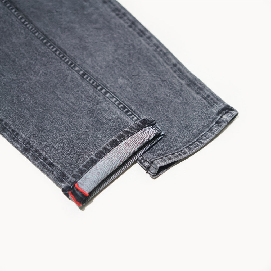 VELOCUST - Celana Jeans Slimfit Sobek Laser Black Snow Sandwash
