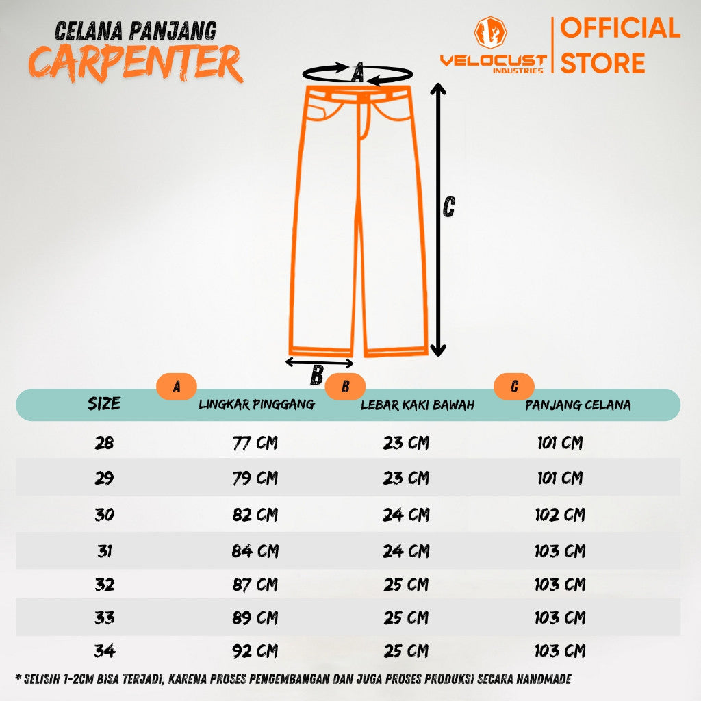 VELOCUST - TECHNICA Celana Panjang Jeans Carpenter Pants Denim Washing