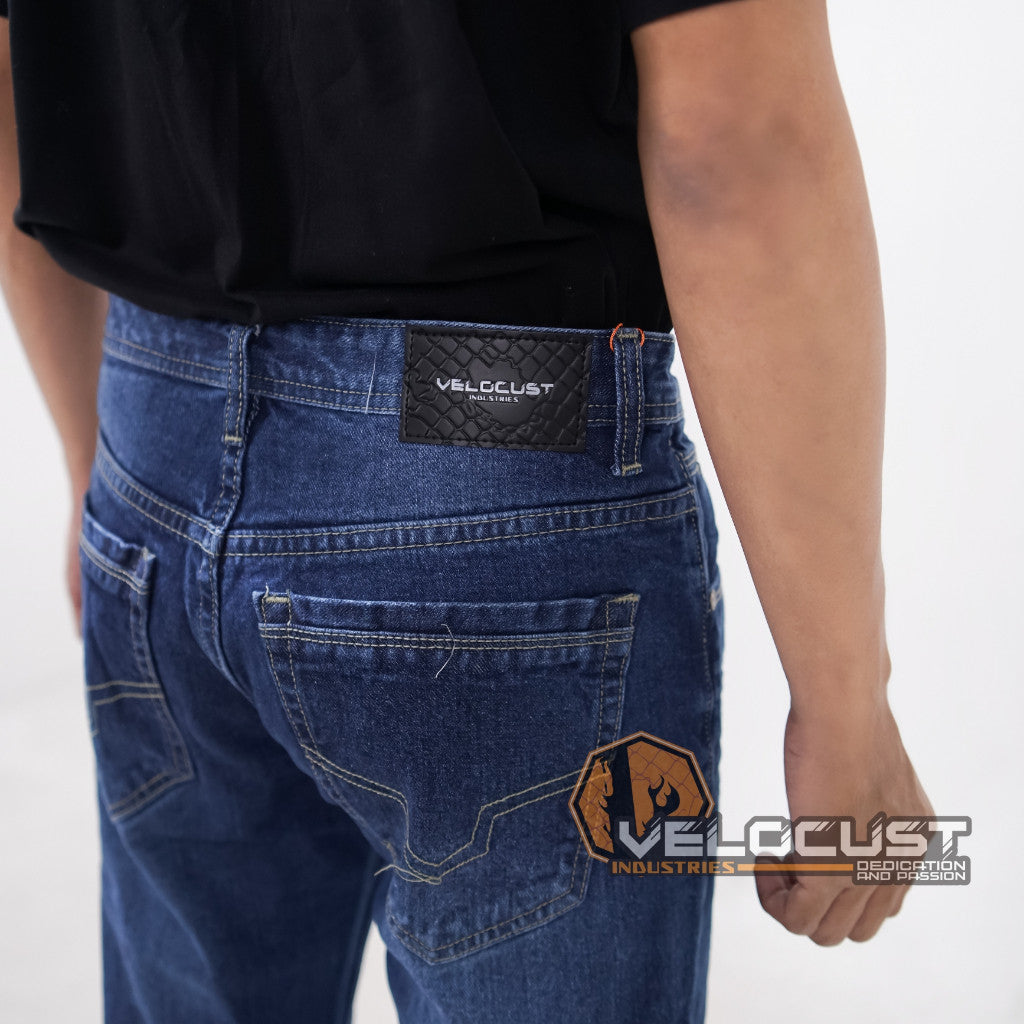 VELOCUST - ORTHOS Celana Panjang Jeans Selvedge Accent Wringkle Standard Reguler Fit Denim Washing 13 oz