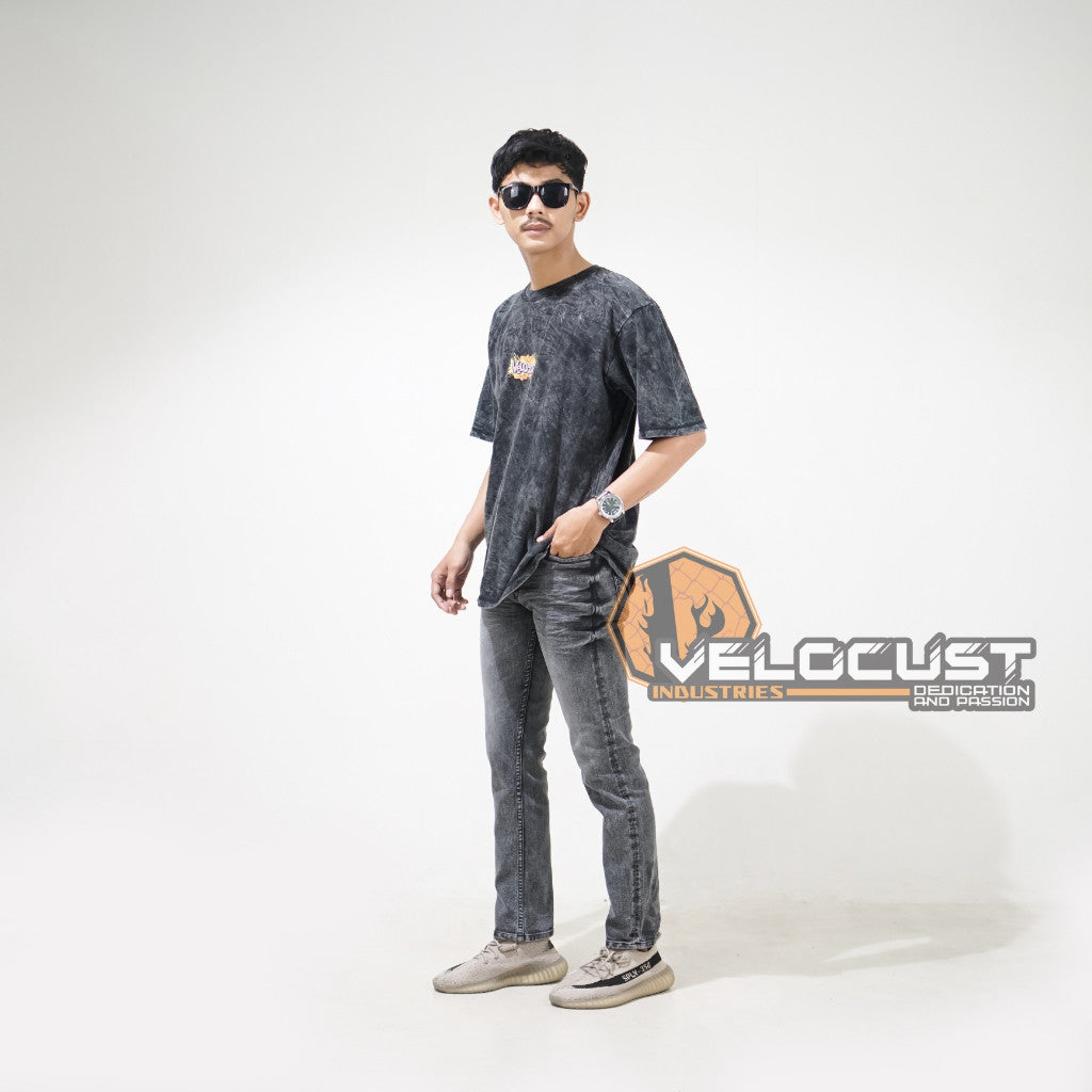 VELOCUST - Celana Jeans Selvedge Slimfit Wringkle Black Series