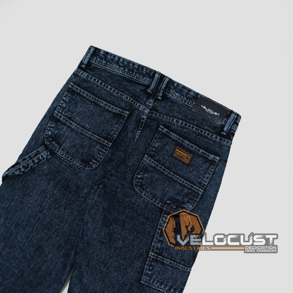 VELOCUST - TECHNICA Celana Panjang Jeans Loosefit Carpenter Pants Dark Snow Washing