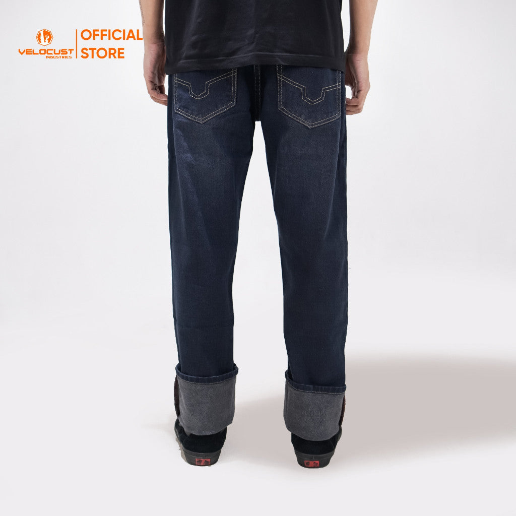 VELOCUST - ORTHOS Celana Panjang Jeans Selvedge Accent Wringkle Standard Reguler Fit Denim Washing 13 oz
