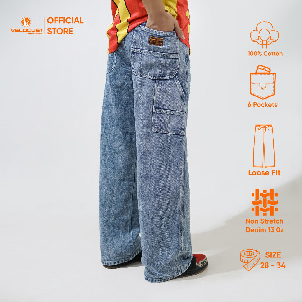 VELOCUST - TECHNICA Celana Panjang Jeans Carpenter Pants Denim Washing