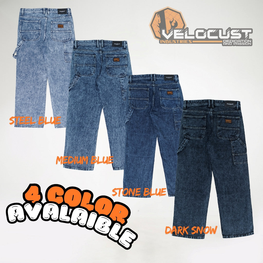 VELOCUST - TECHNICA Celana Panjang Jeans Loosefit Carpenter Pants Dark Snow Washing