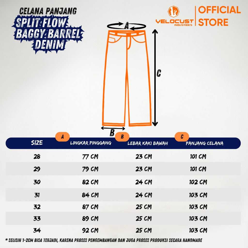 VELOCUST - STRATA Celana Panjang Jeans  Pecah Pola Split Flow Baggy Barrel Denim Jeans