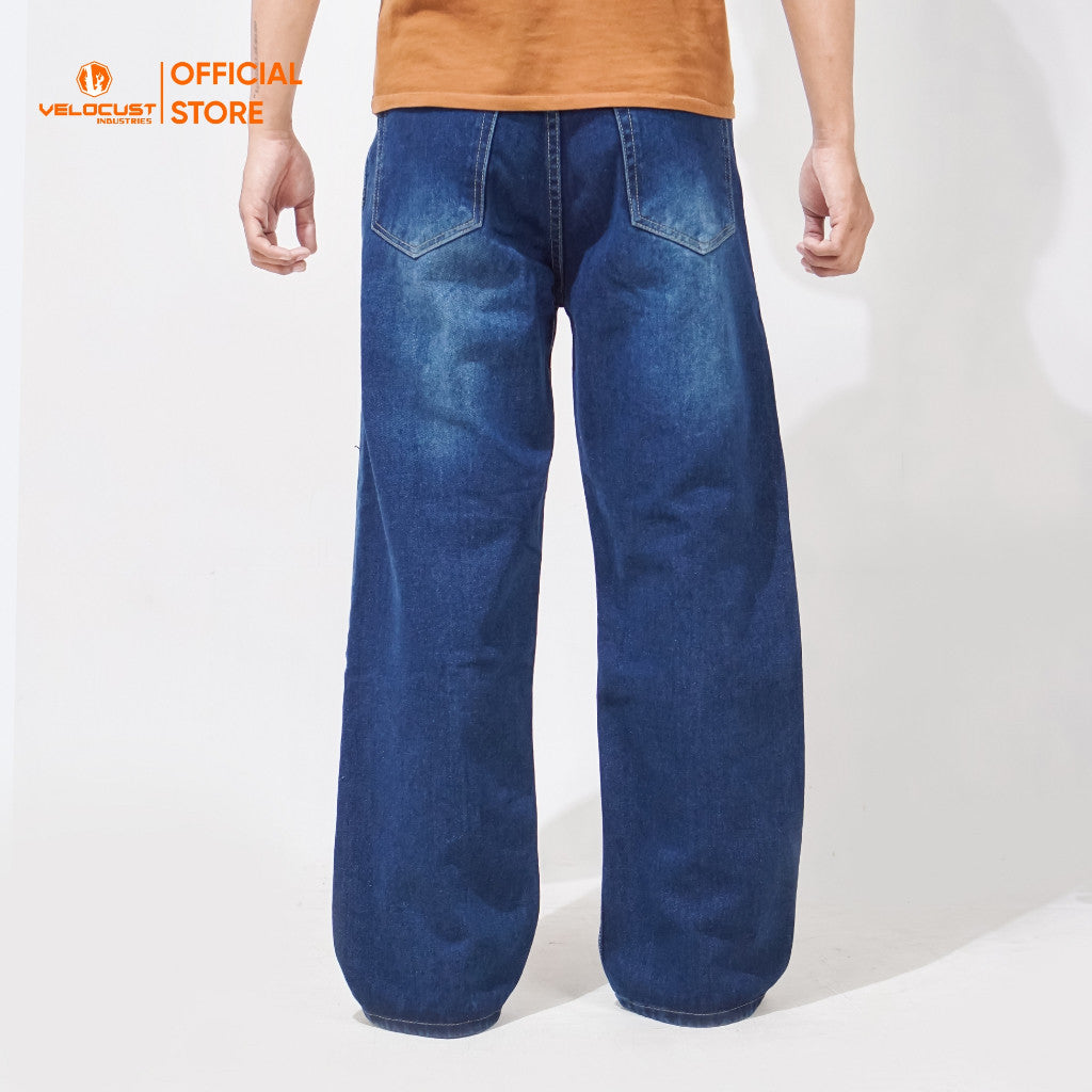 VELOCUST - STRATA Celana Panjang Jeans  Pecah Pola Split Flow Baggy Barrel Denim Jeans
