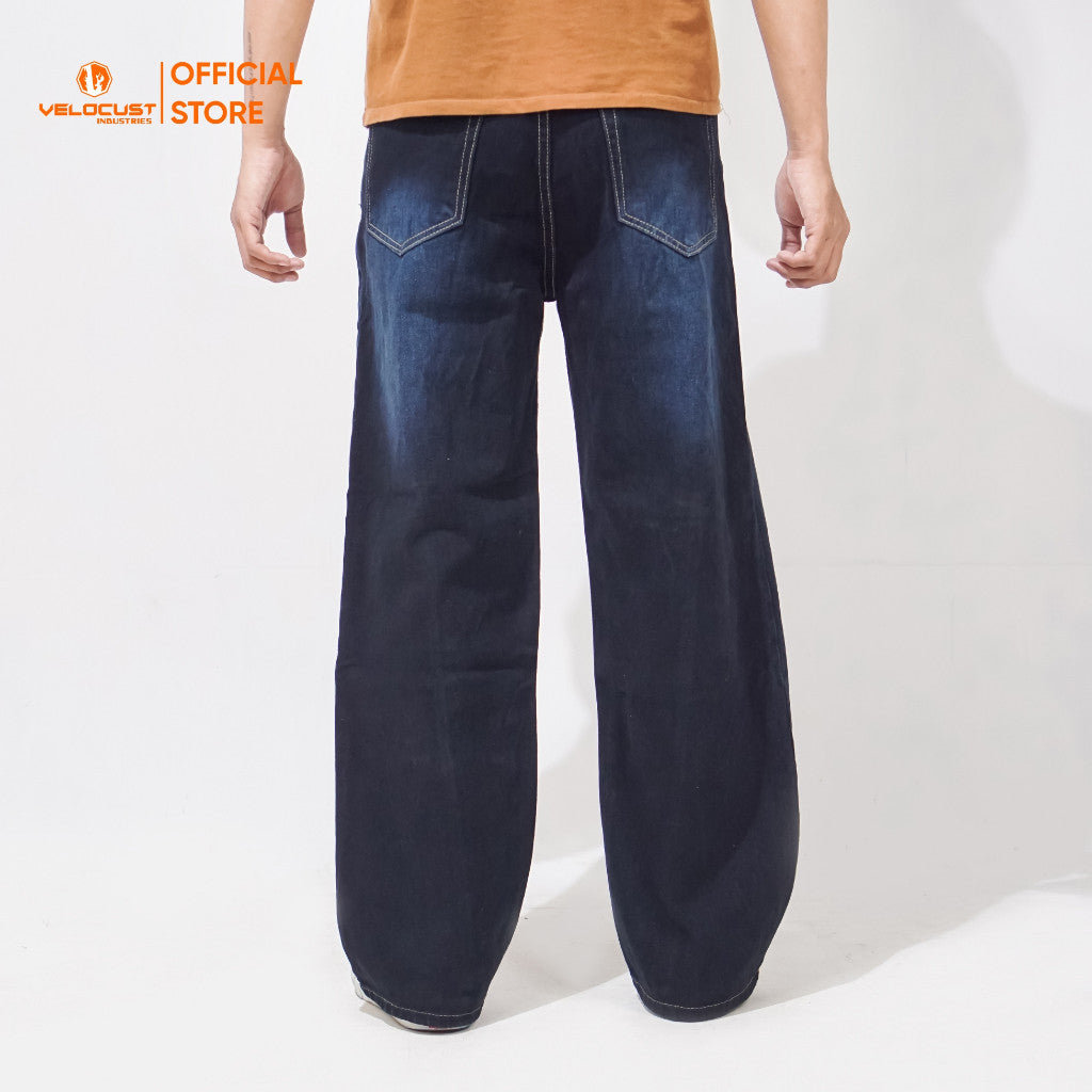 VELOCUST - STRATA Celana Panjang Jeans  Pecah Pola Split Flow Baggy Barrel Denim Jeans