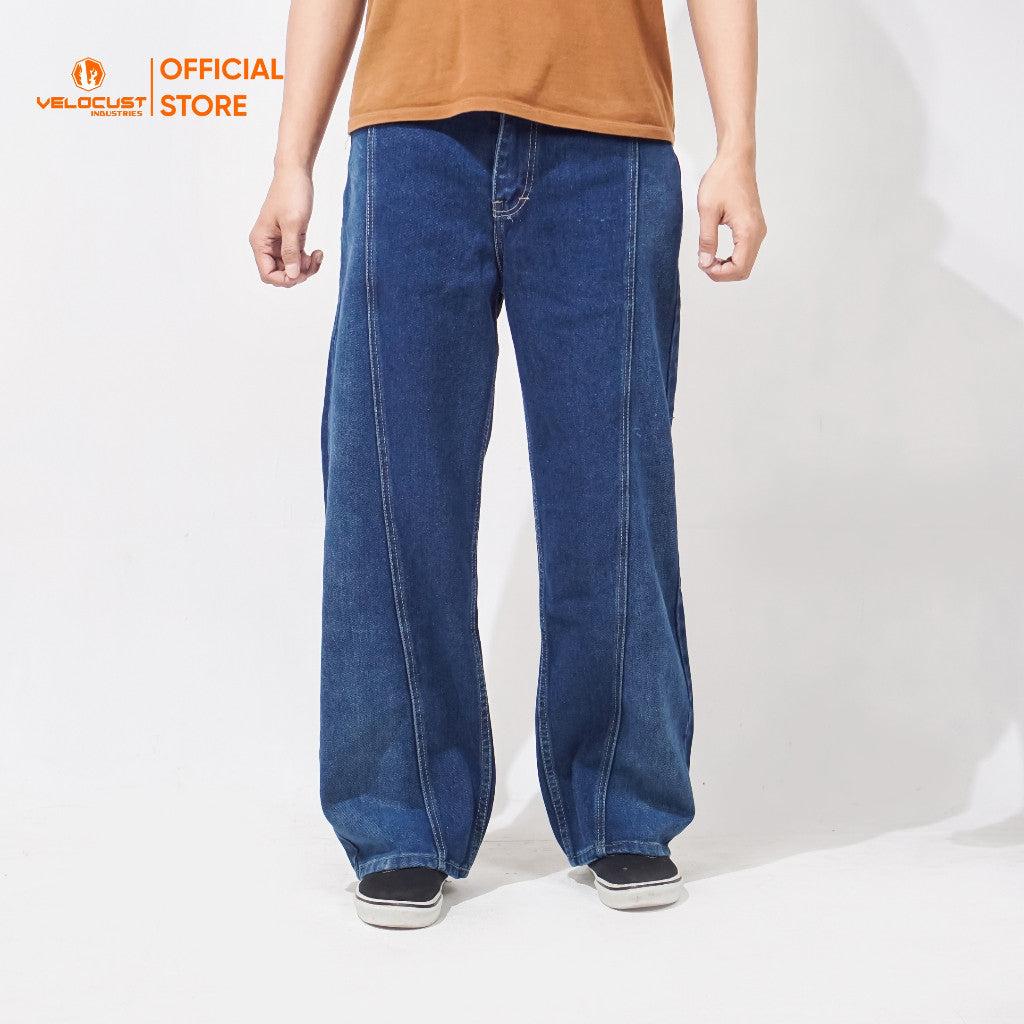 VELOCUST - STRATA Celana Panjang Jeans  Pecah Pola Split Flow Baggy Barrel Denim Jeans