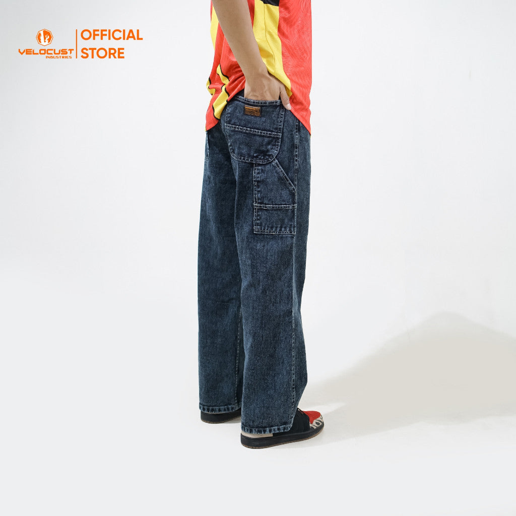 VELOCUST - TECHNICA Celana Panjang Jeans Loosefit Carpenter Pants Dark Snow Washing