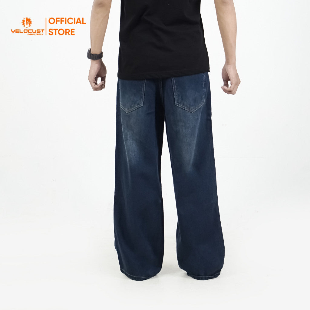 VELOCUST - CHIROPTERA Celana Panjang Jeans Lengkung Panel Curved Wave Stitch Washing Vintage Jeans