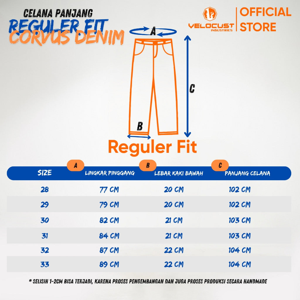 VELOCUST - ARCHETYPUS Celana Panjang Jeans Corvus Reguler Fit Platinum Blue Series