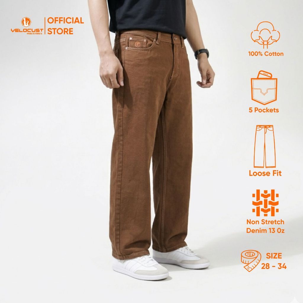 VELOCUST - ELEMENTUM Celana Panjang Jeans American Loosefit Earth Tone