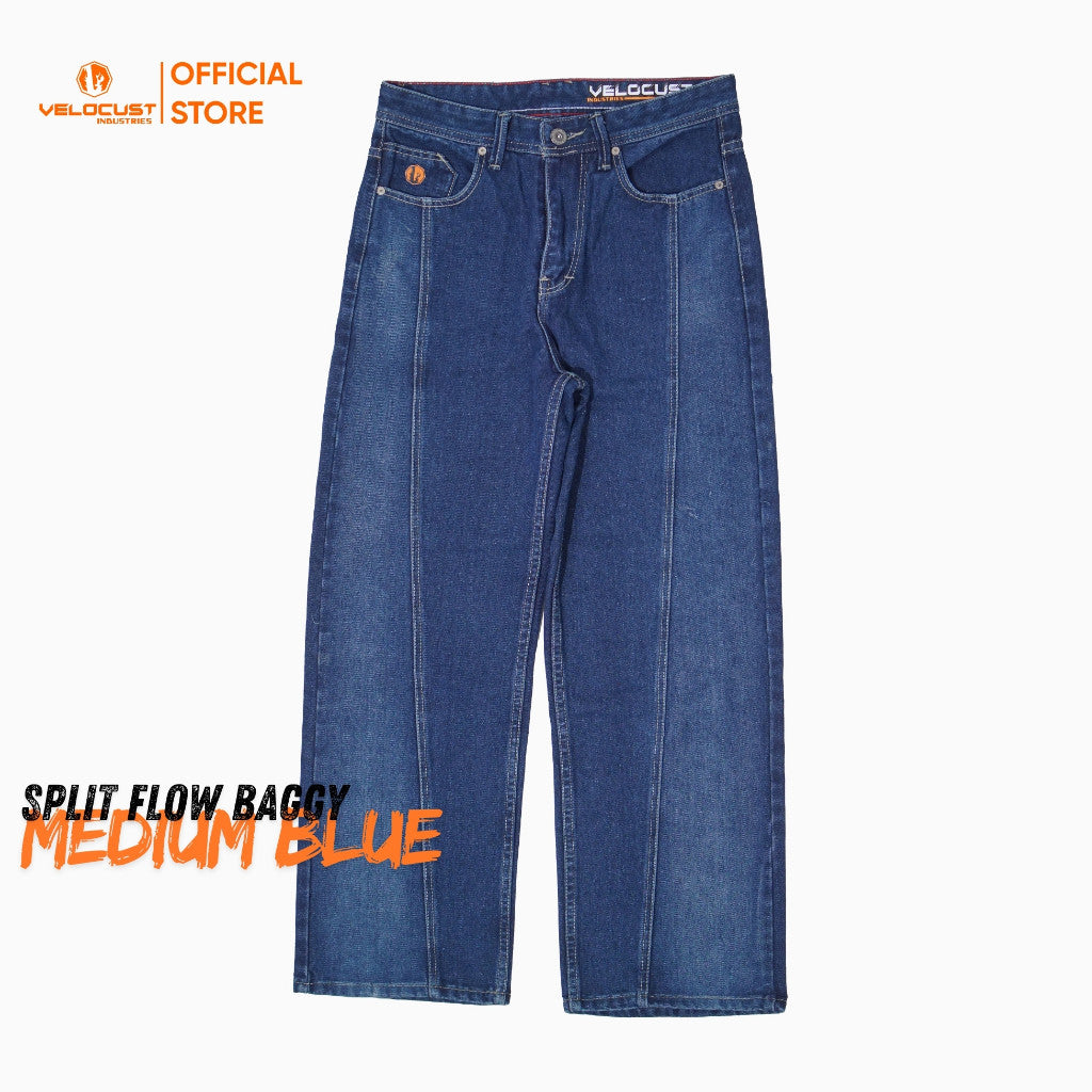 VELOCUST - STRATA Celana Panjang Jeans  Pecah Pola Split Flow Baggy Barrel Denim Earth Tone
