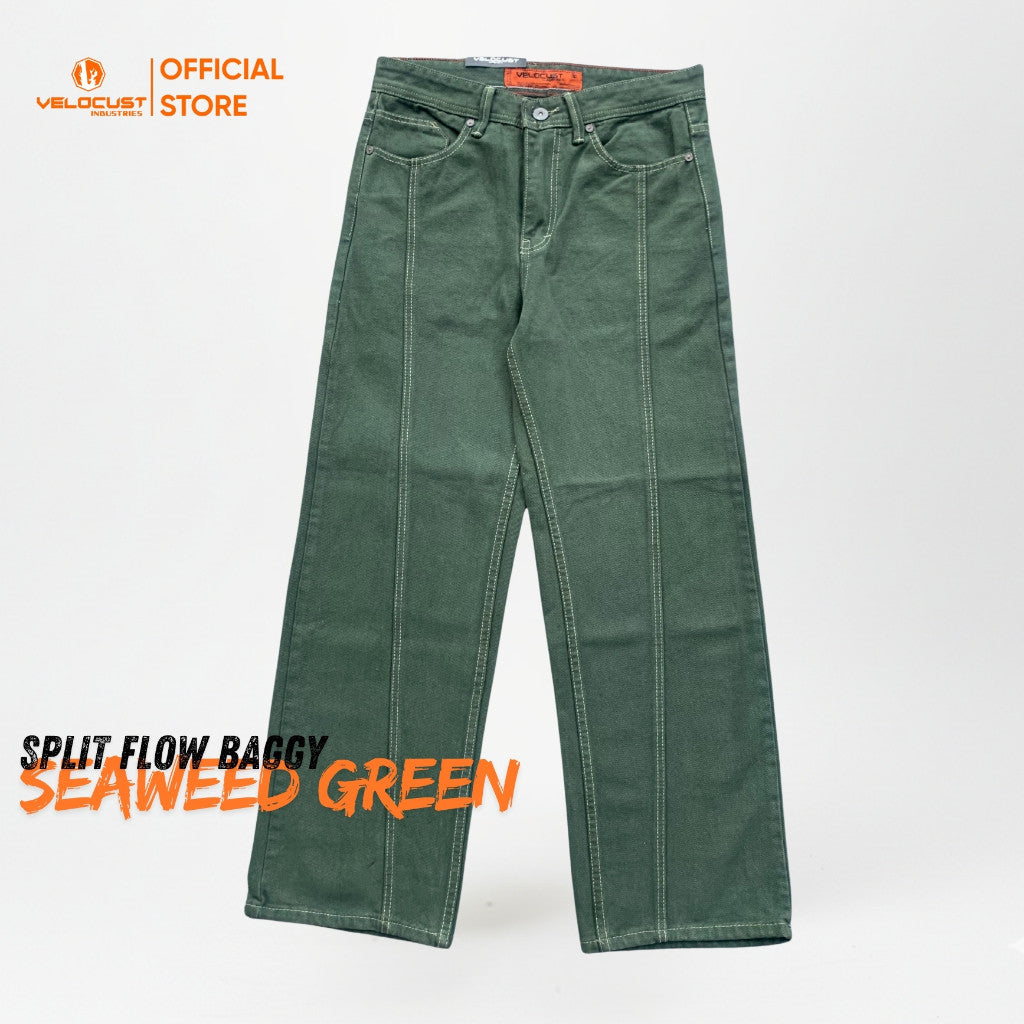 VELOCUST - STRATA Celana Panjang Jeans  Pecah Pola Split Flow Baggy Barrel Denim Earth Tone