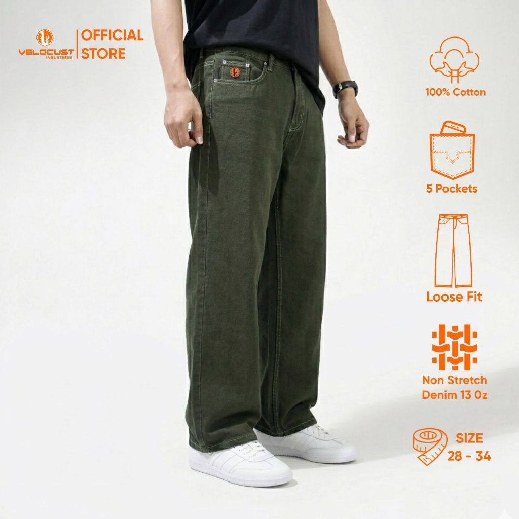 VELOCUST - ELEMENTUM Celana Panjang Jeans American Loosefit Earth Tone