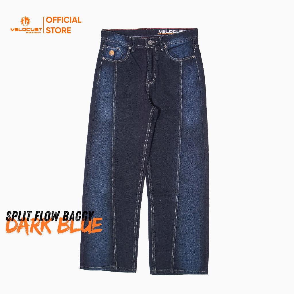 VELOCUST - STRATA Celana Panjang Jeans  Pecah Pola Split Flow Baggy Barrel Denim Earth Tone