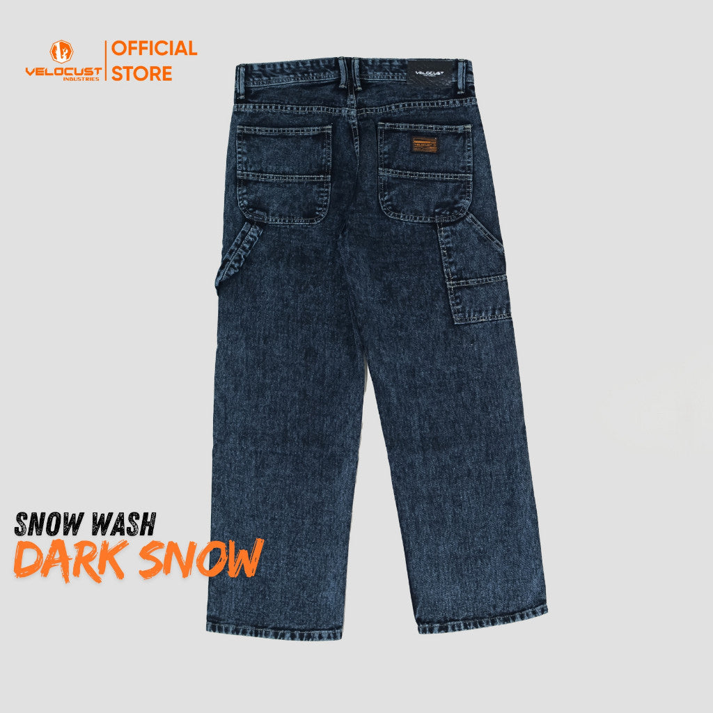 VELOCUST - TECHNICA Celana Panjang Jeans Loosefit Carpenter Pants Dark Snow Washing