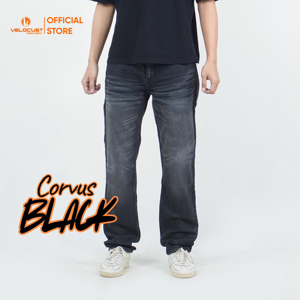 VELOCUST - ARCHETYPUS Celana Panjang Jeans Corvus Reguler Fit Platinum Black Series
