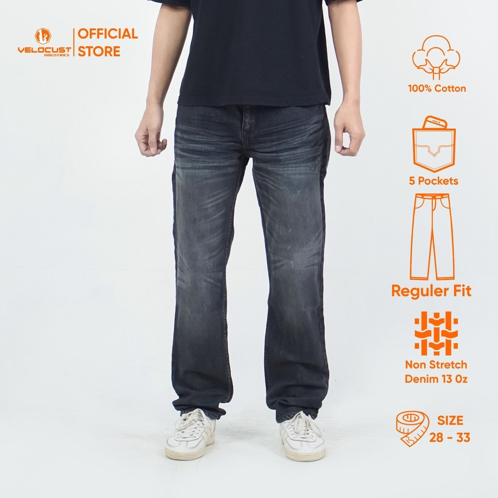 VELOCUST - ARCHETYPUS Celana Panjang Jeans Corvus Reguler Fit Platinum Black Series