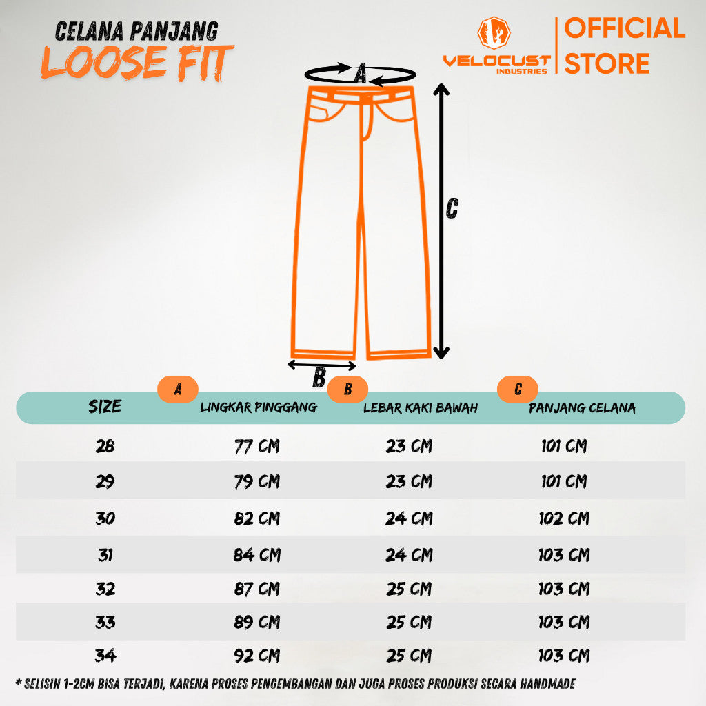 VELOCUST - VESPERA Celana Panjang Jeans Baggy Barrel Denim Washing Classic Light Blue
