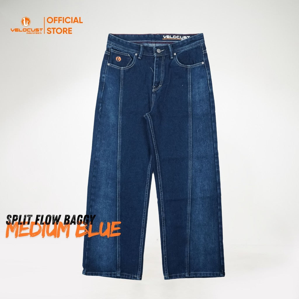 VELOCUST - STRATA Celana Panjang Jeans  Pecah Pola Split Flow Baggy Barrel Denim Jeans